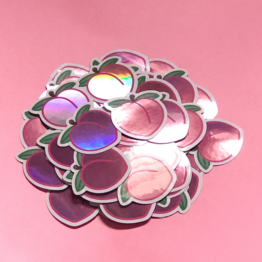 Fersken - holografisk klistremerke image 2