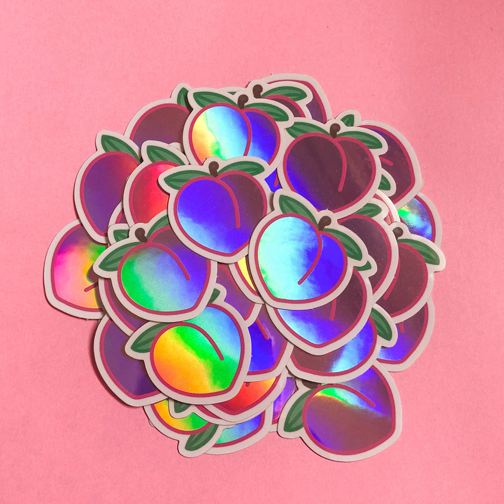 Fersken - holografisk klistremerke image 1